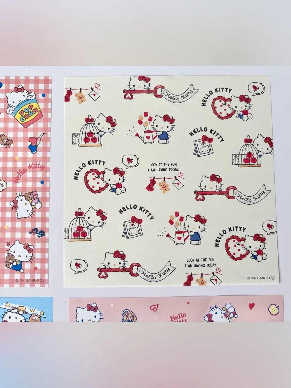 Hello Kitty Kawaii Hearts Bows Decorative Origami Paper Set of 4 Designs NWT